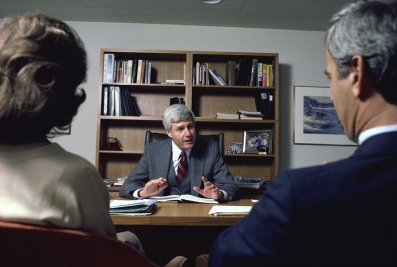 A business meeting in an office.