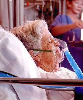 old woman in hospital bed