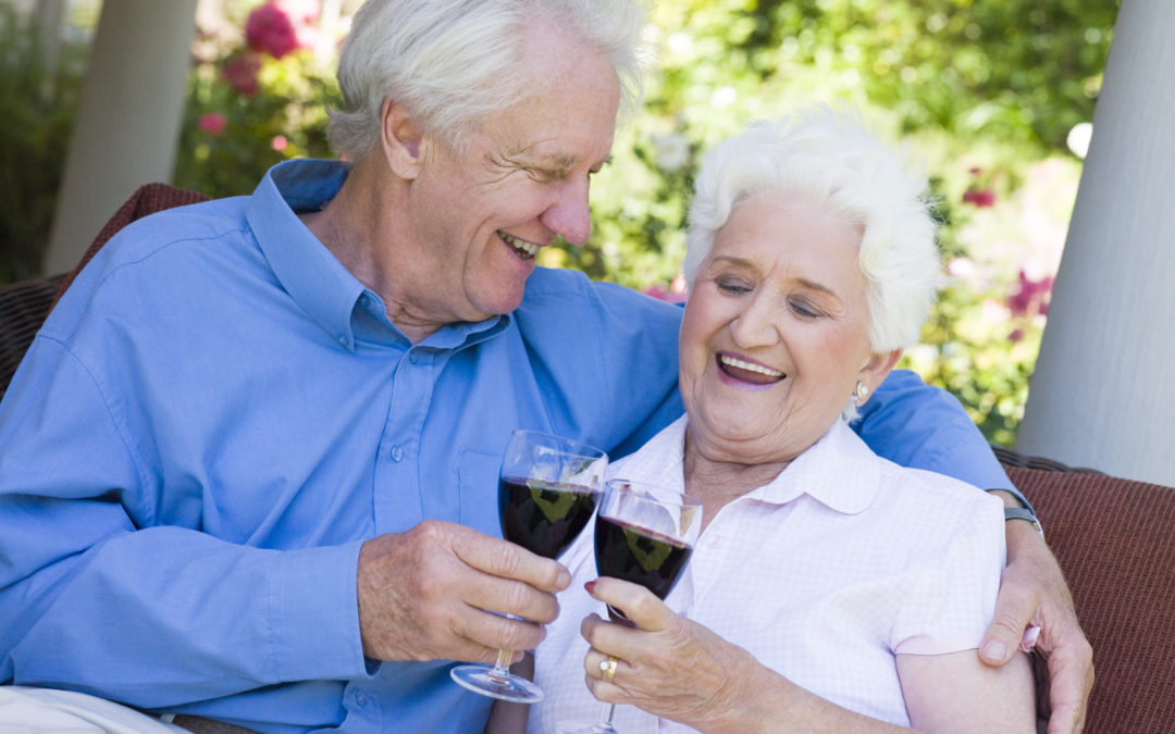 senior couple drinking