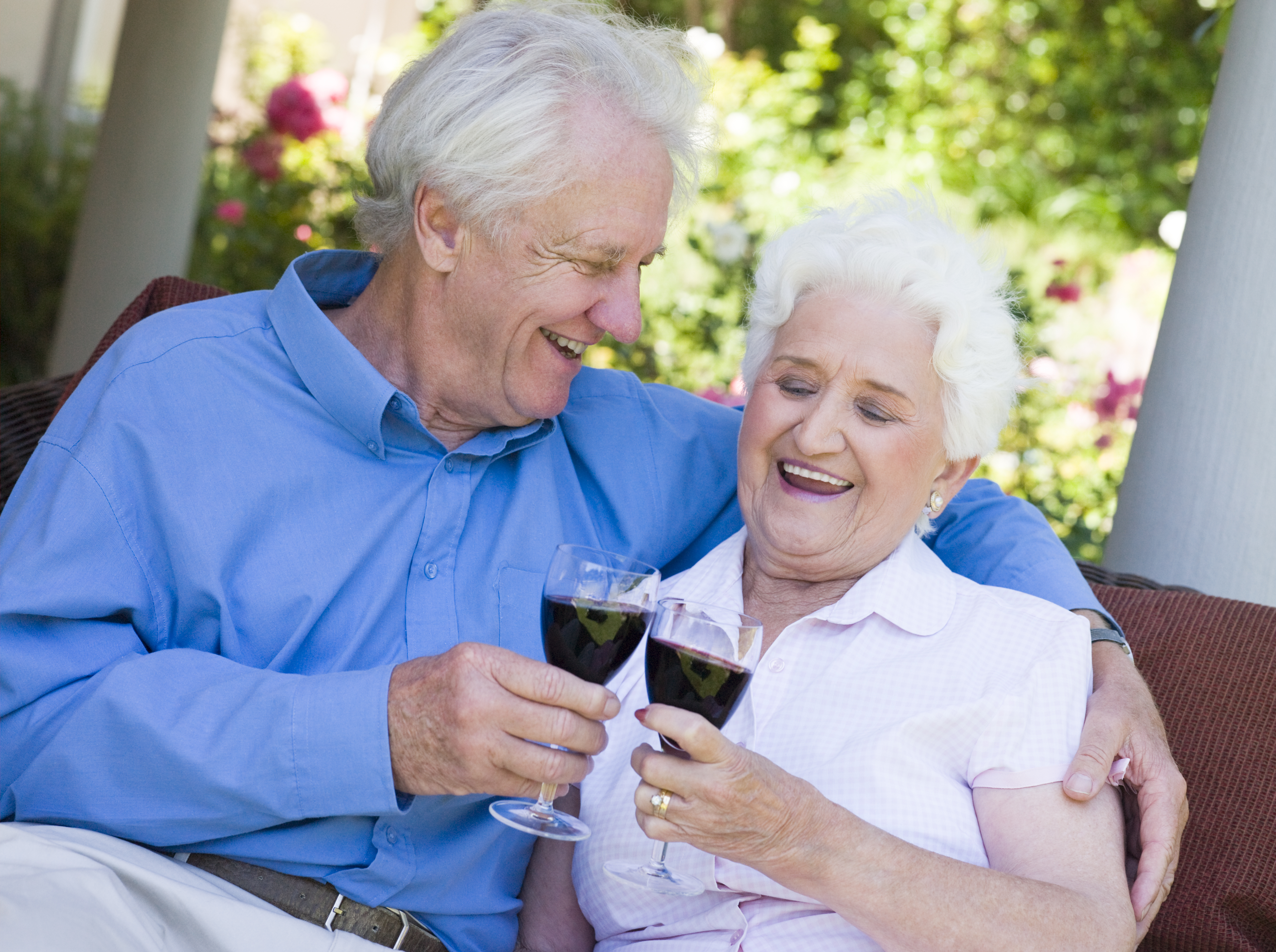 senior couple drinking